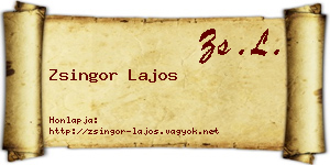 Zsingor Lajos névjegykártya